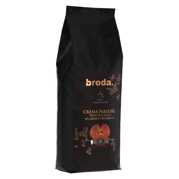 Kawa świeżo palona • broda. coffee • CREMA PARADISE FRESH TASTY BLEND 70% Arabica / 30% Robusta • 250g